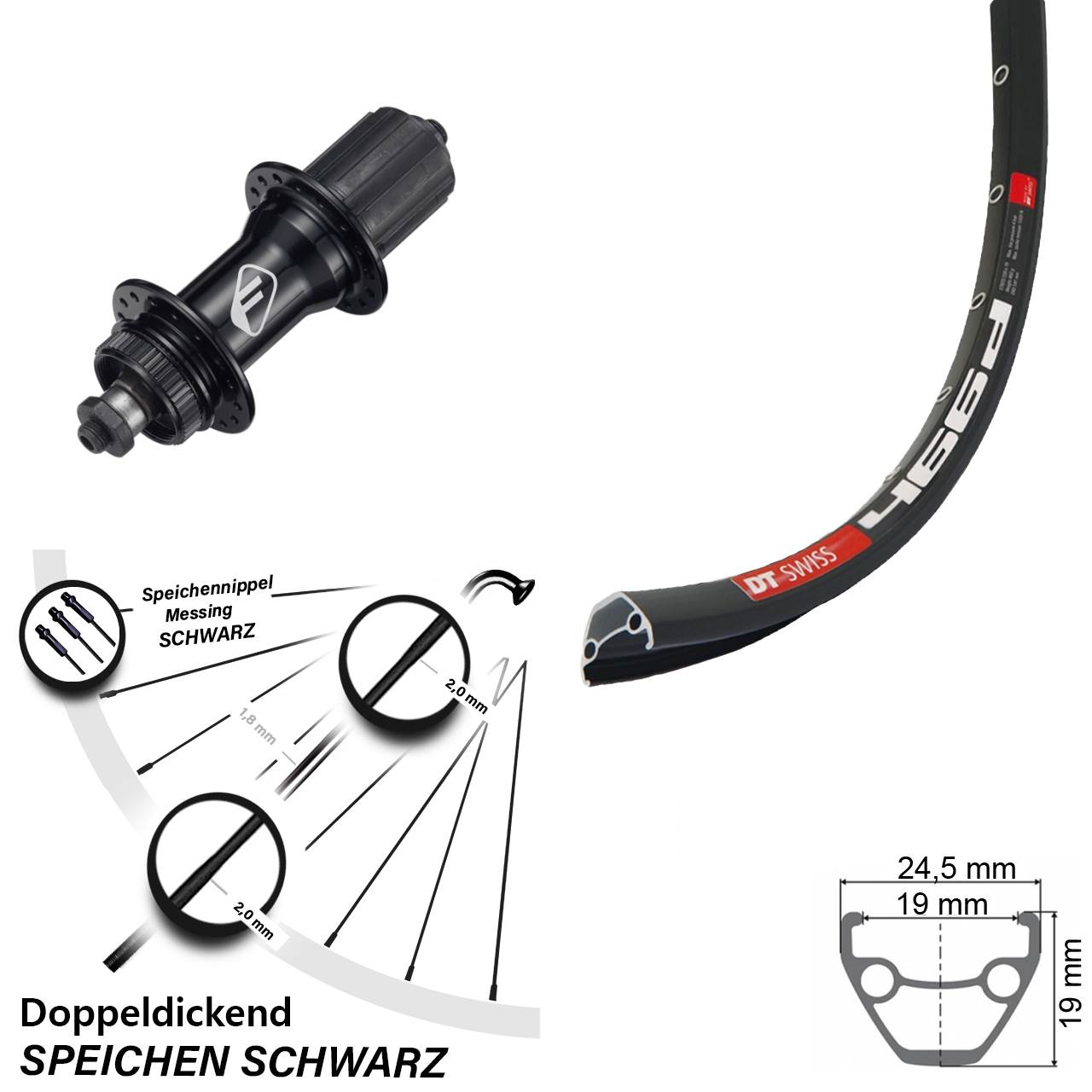 Disc Laufrad 28 Zoll DT Swiss 466 Formula CL-52 8-11 fach HG QR