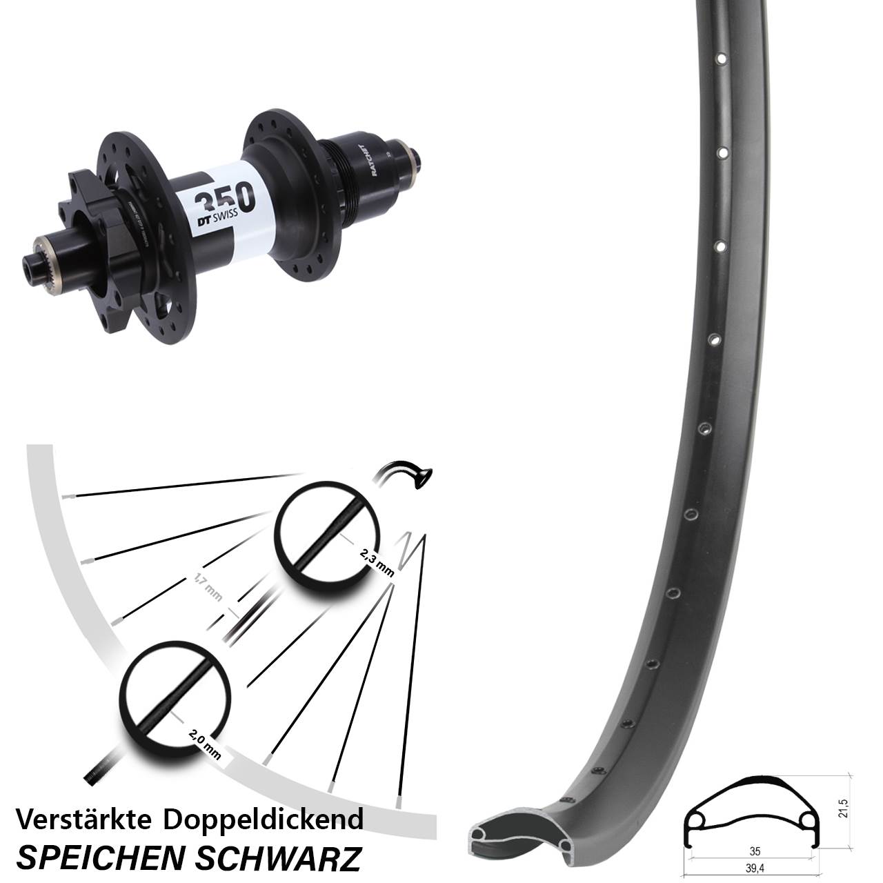 Boost Disc Laufrad QR 29 Zoll Ambrosio E35 DT Swiss 350 XD 11-12 fach