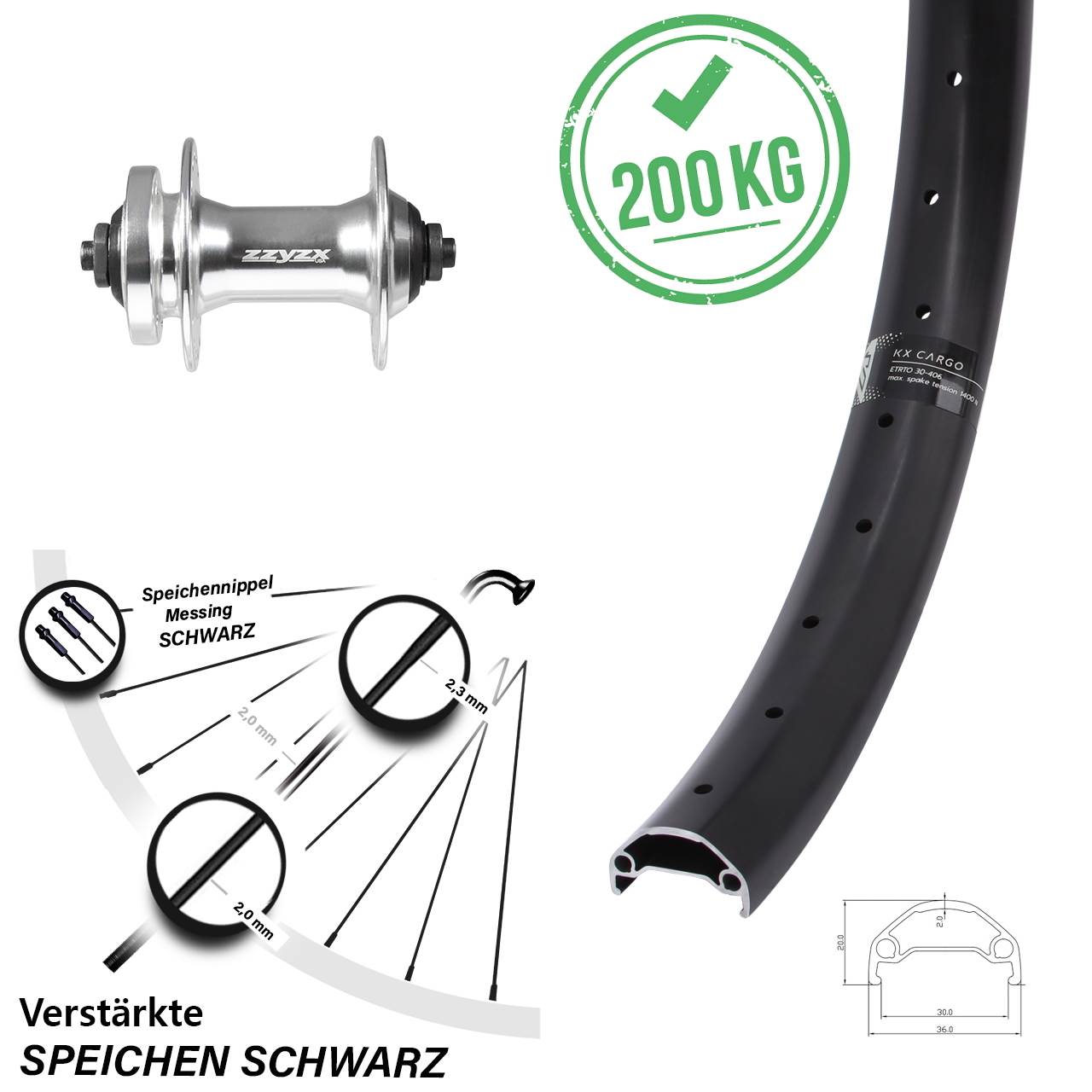 KX Cargo Formula DC21 29 Zoll Disc Laufrad QR