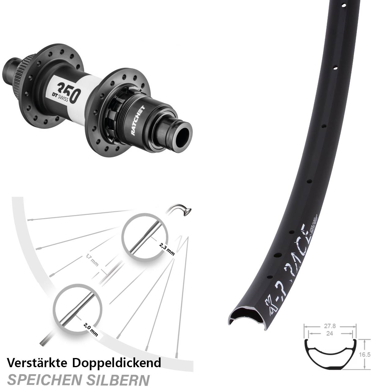 Disc Hinterrad KX-R Race DT Swiss 350 SRAM XD Centerl. 12x142