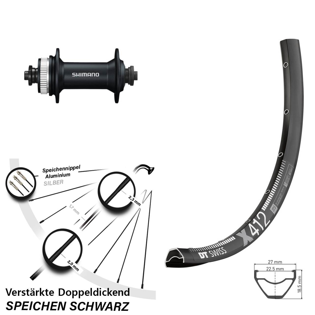 DT Swiss X 412 Shimano HB-M4050 29 Zoll Centerlock Vorderrad QR