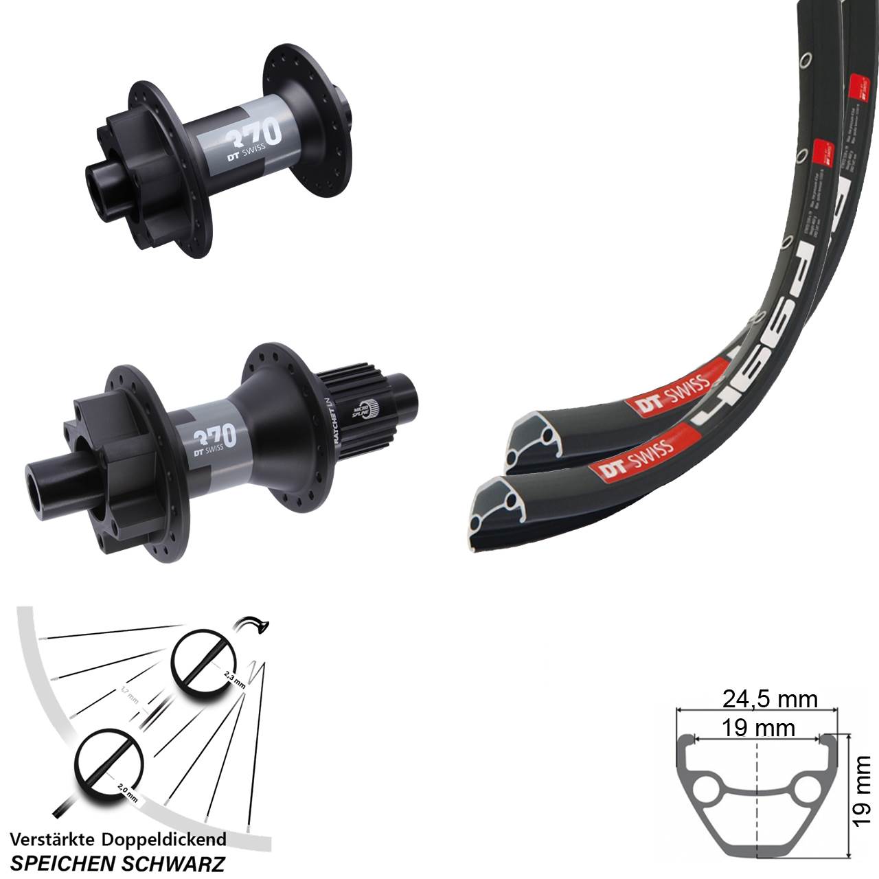 Disc Laufradsatz 28 Zoll DT Swiss 466d DT Swiss 370 Micro Spline 15x100 12x142