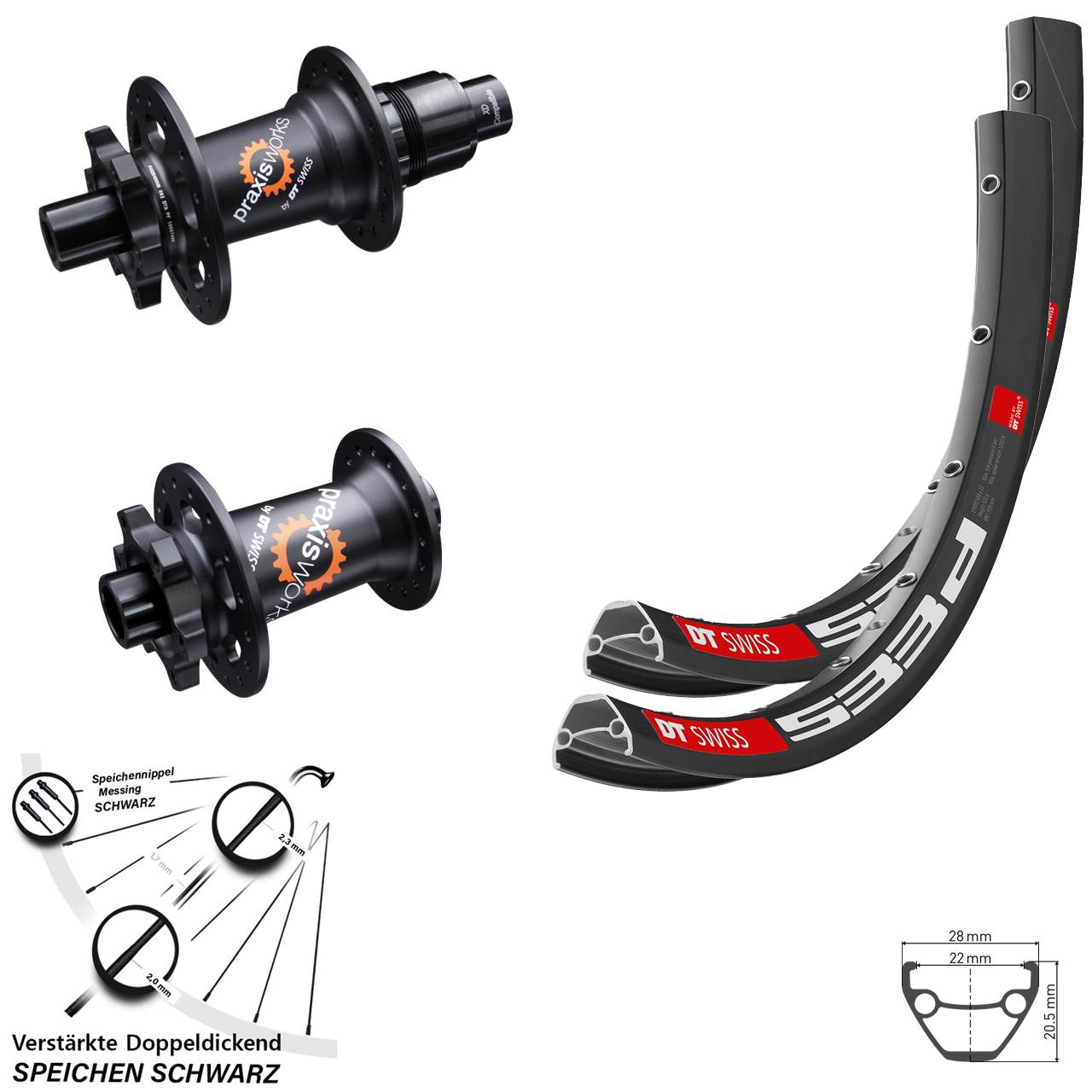 DT Swiss 533d-350 SL 29 Zoll Laufradsatz 6-Loch 15x100 12x142 SRAM XD