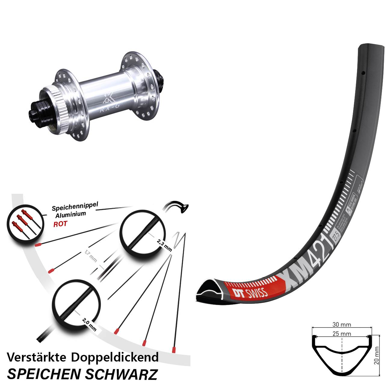 Disc Laufrad 29 Zoll DT Swiss XM 421 KX-G QR