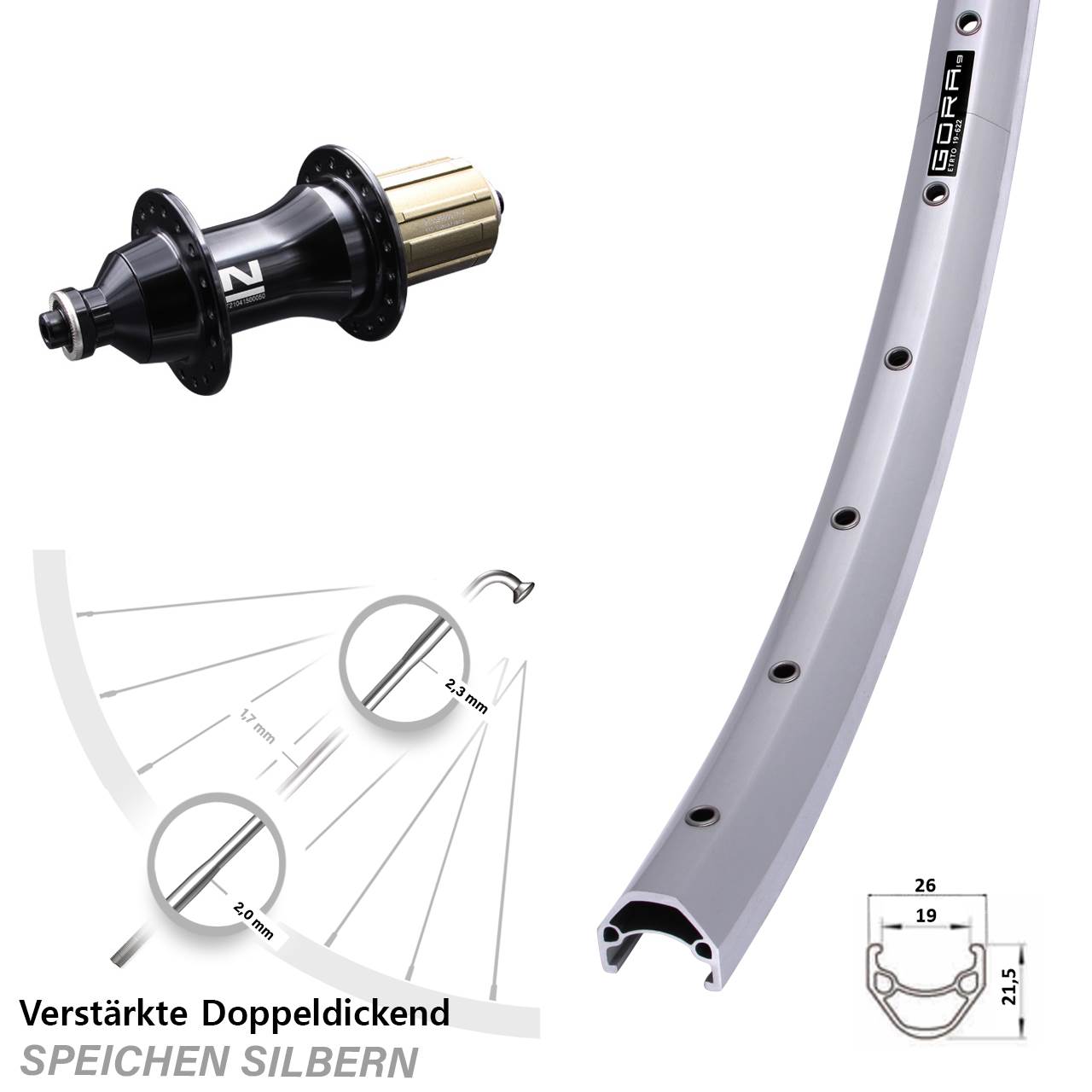 Hinterrad QR 28 Zoll Gora 19 Novatec F162SB 8-12 fach