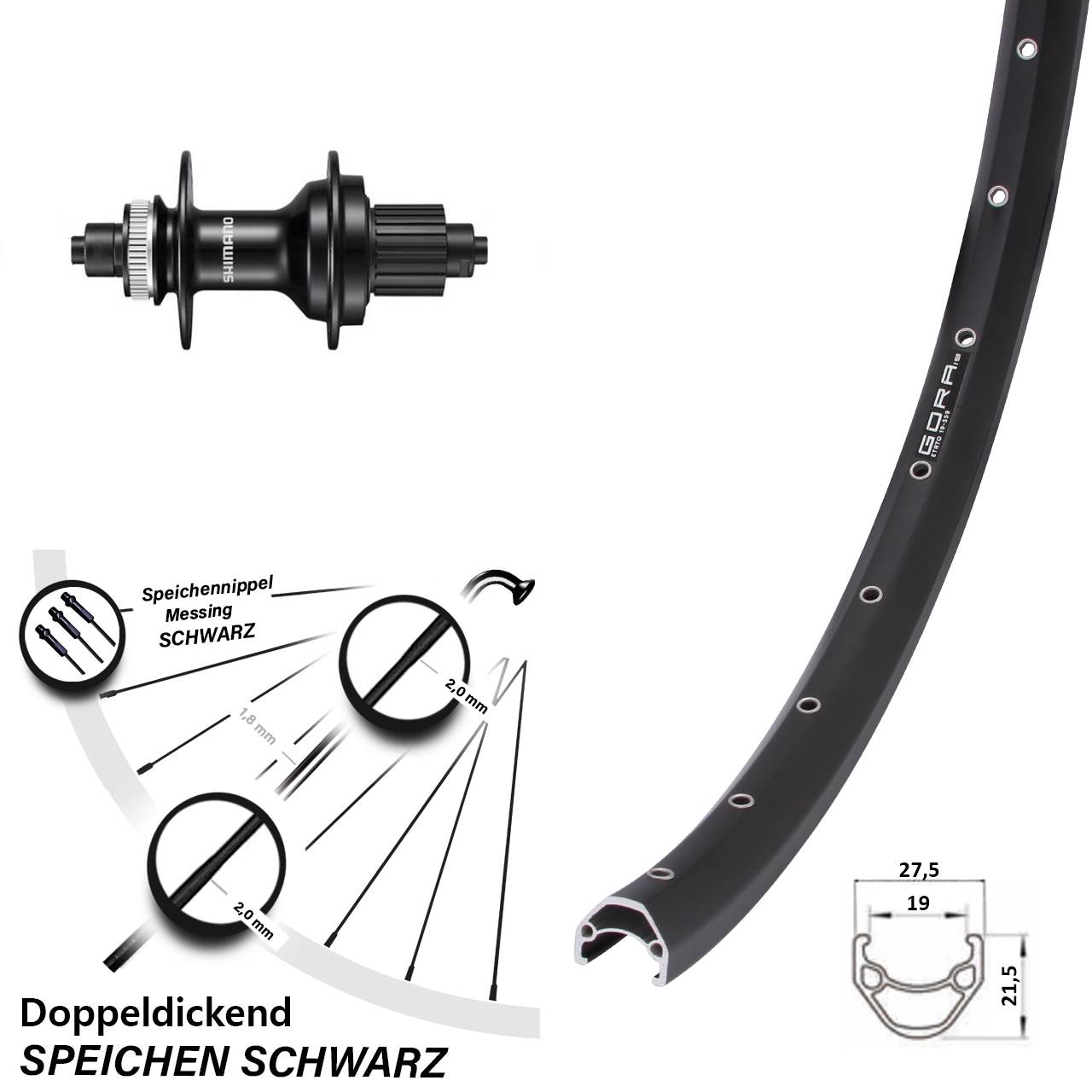 Hinterrad Centerlock 28 Zoll Gora 19 Shimano MT500 Micro Spline QR