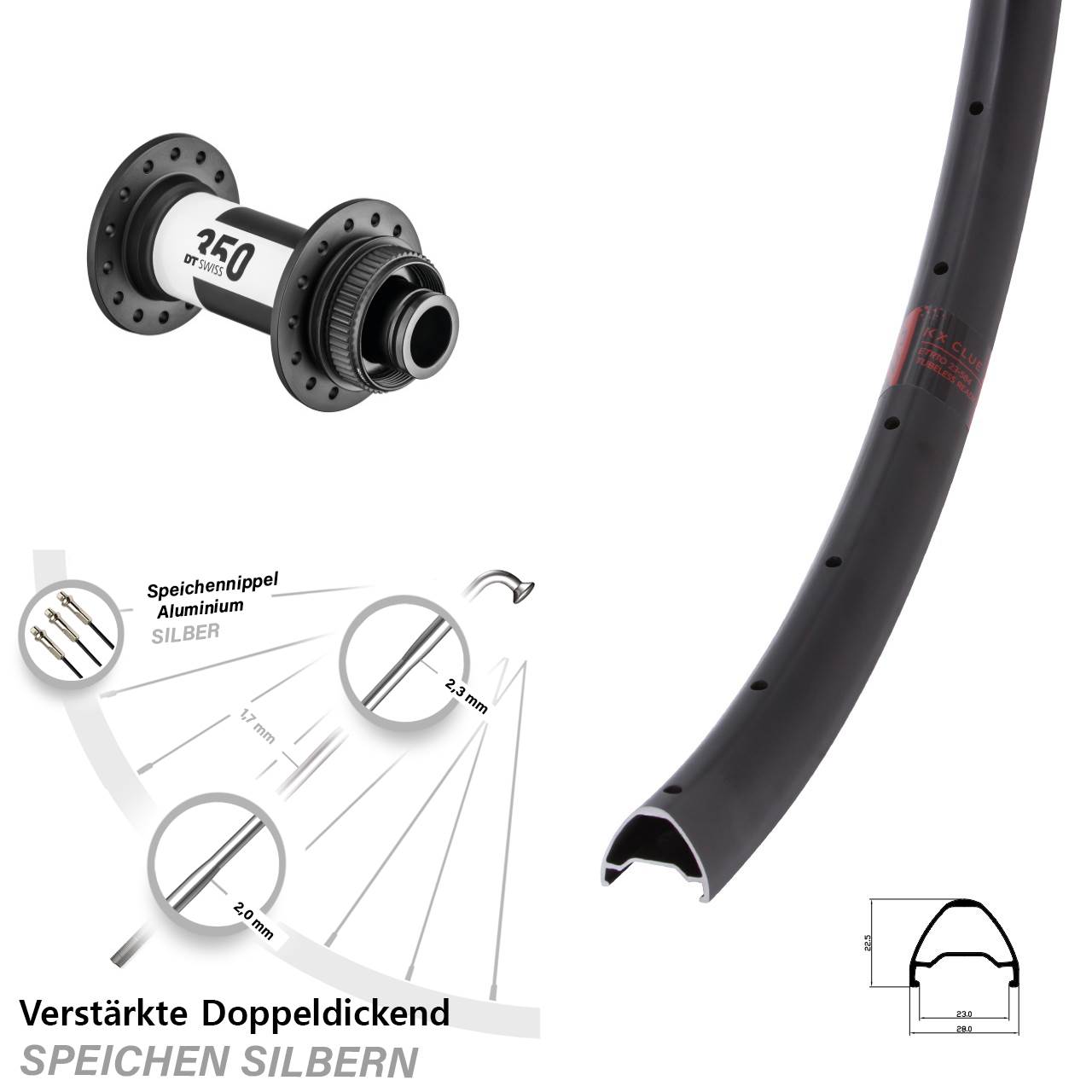 Vorderrad Centerlock 28 Zoll KX Clue DT Swiss 350 15x100