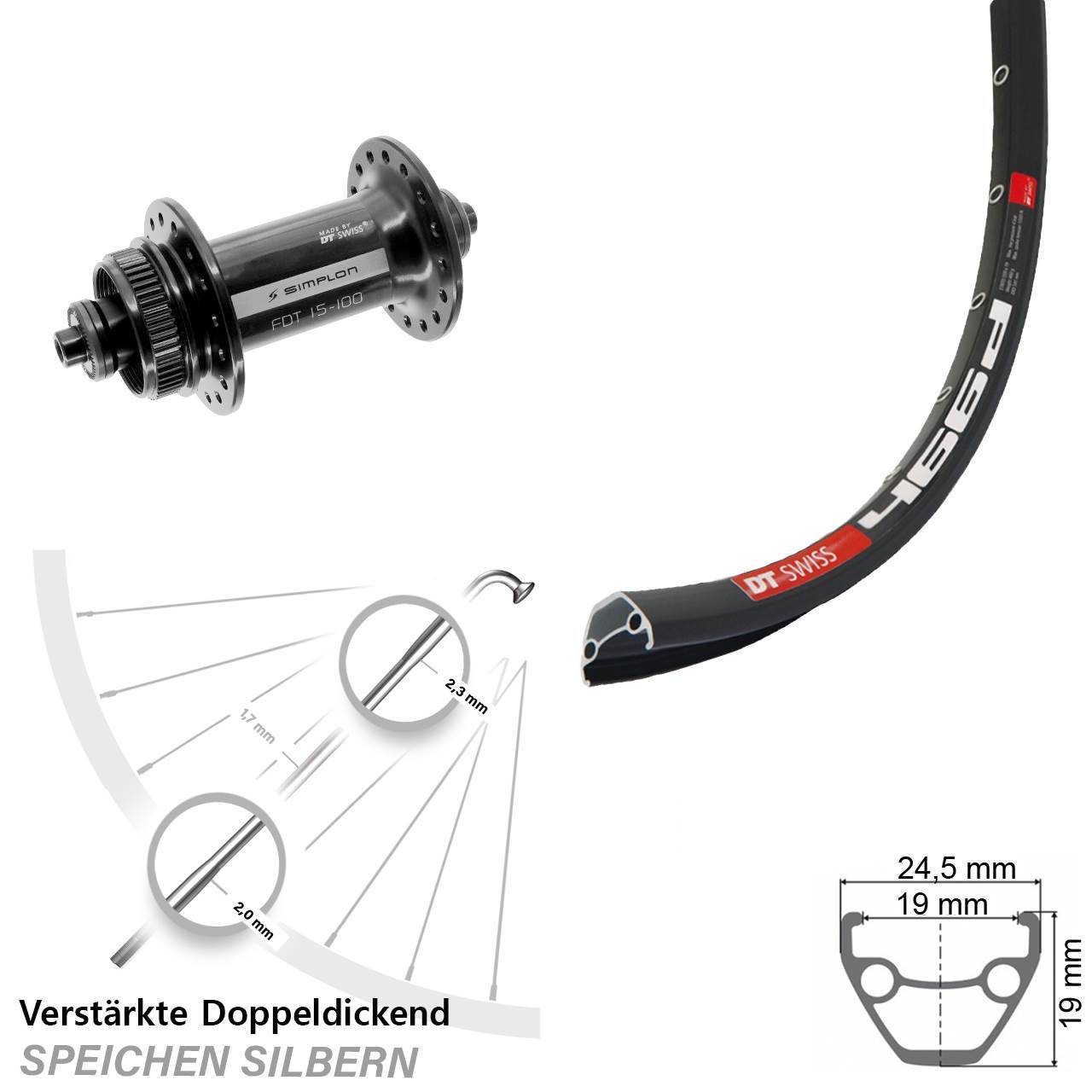 DT Swiss 466d-370 28 Zoll Disc Vorderrad QR