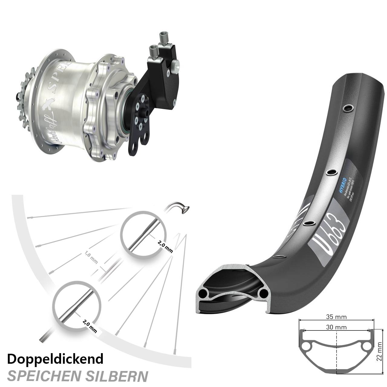 DT Swiss U 663 Rohloff 500/14 CC DB Tandem 29 Zoll Disc Hinterrrad