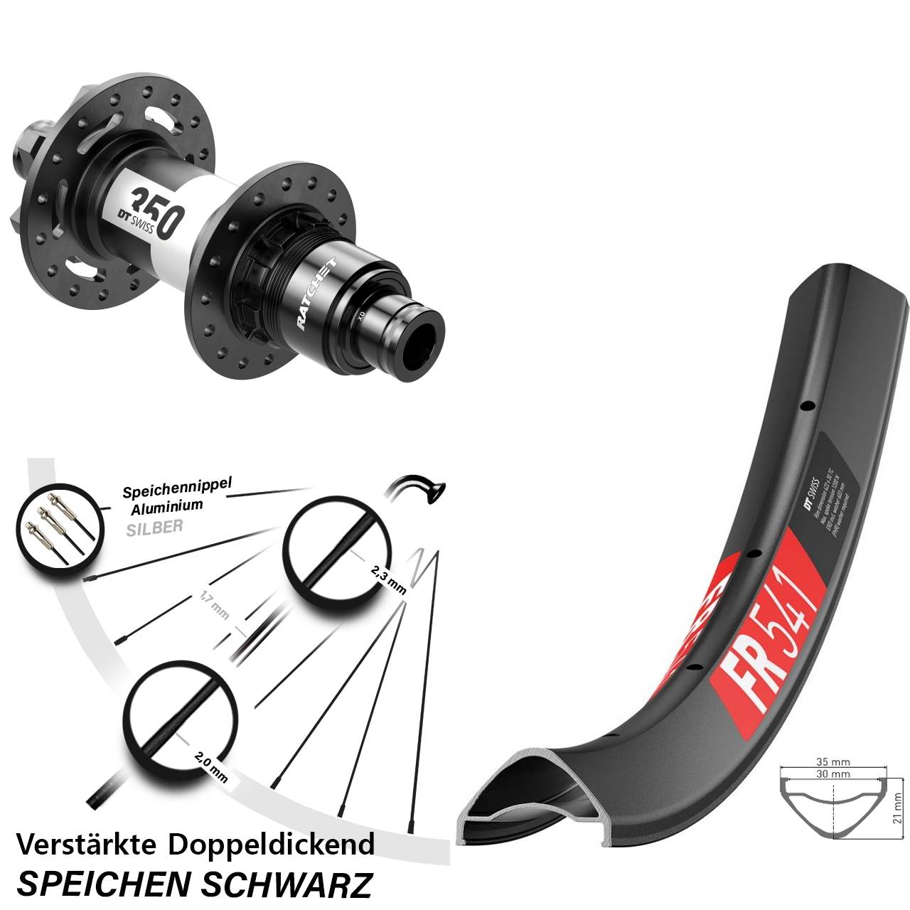 Boost Disc Hinterrad 12x148 29 Zoll DT Swiss FR 541-350 SRAM XD