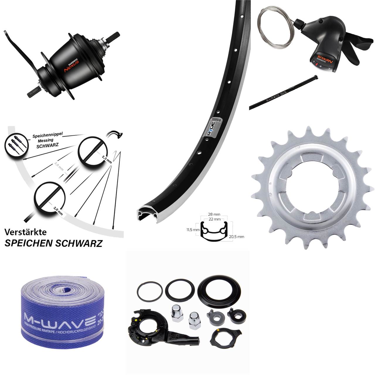 27,5 Zoll Hinterrad Ryde Andra 35 Shimano Nexus SG-C3001 7 Gang Rücktritt schwarz