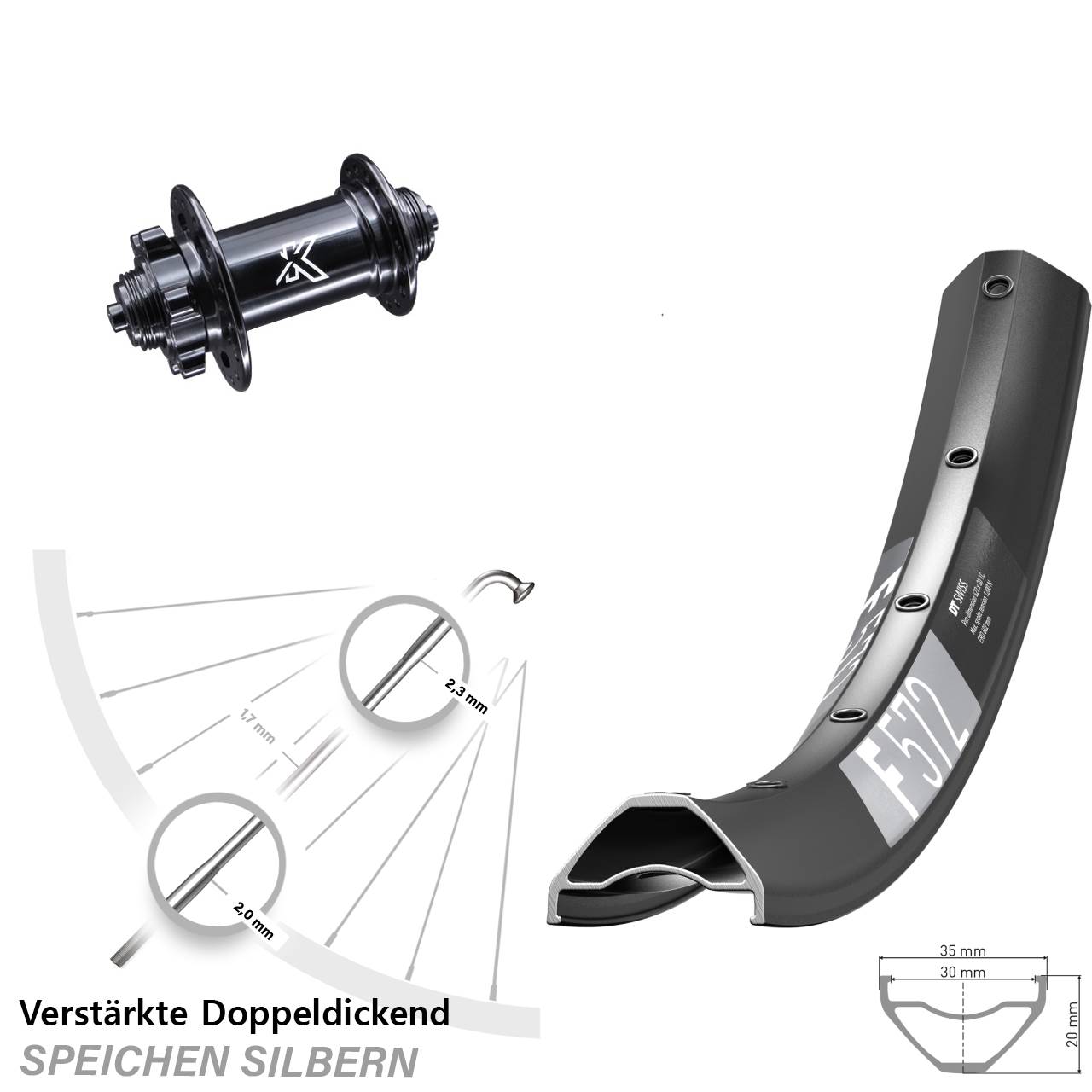 DT Swiss F 572 KX-M 29 Zoll Disc Vorderrad für Schnellspanner