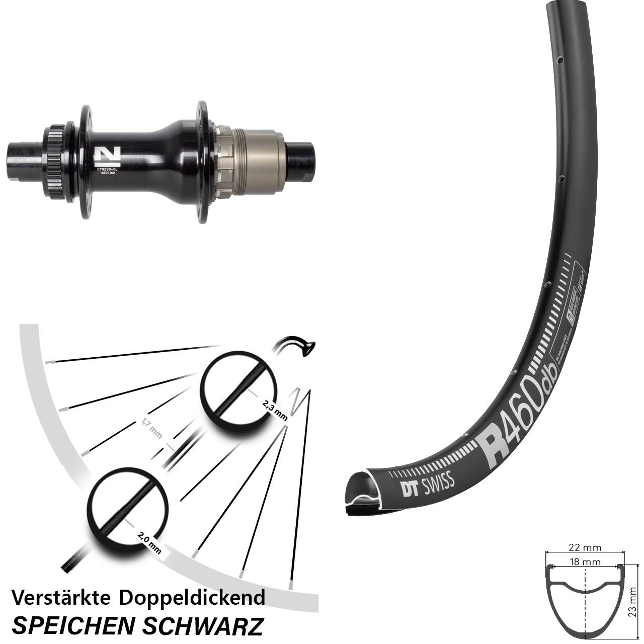 Hinterrad Centerlock 12x142 28 Zoll DT Swiss R460 Novatec D792SB XDR
