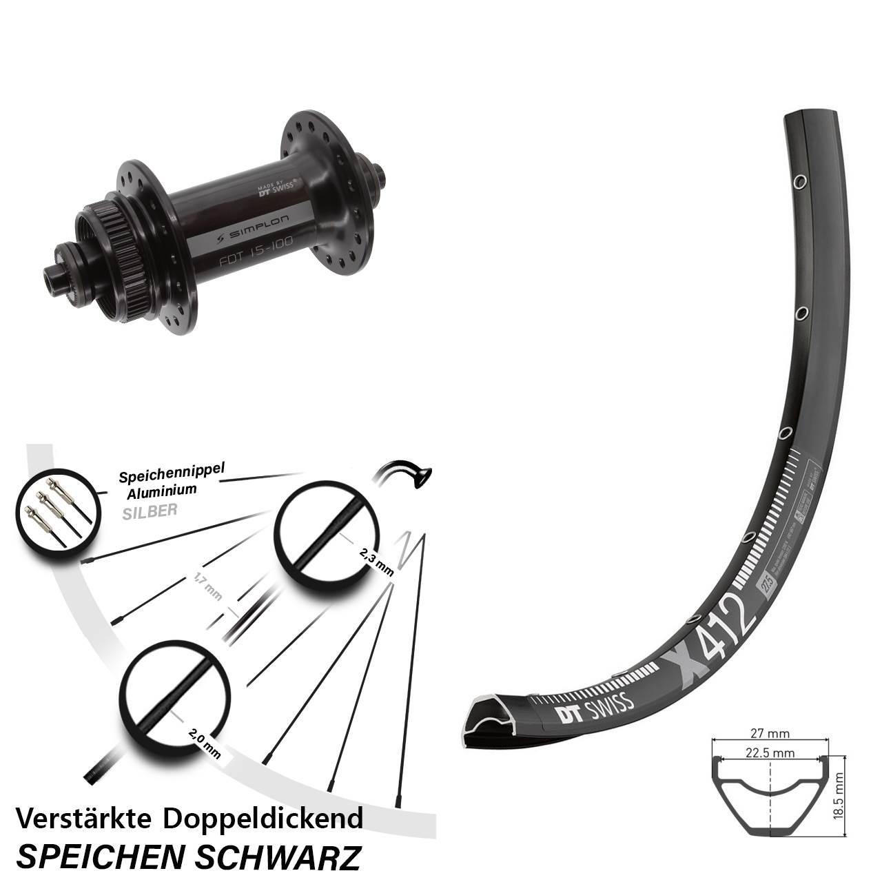 Disc Vorderrad QR 29 Zoll DT Swiss X412-370