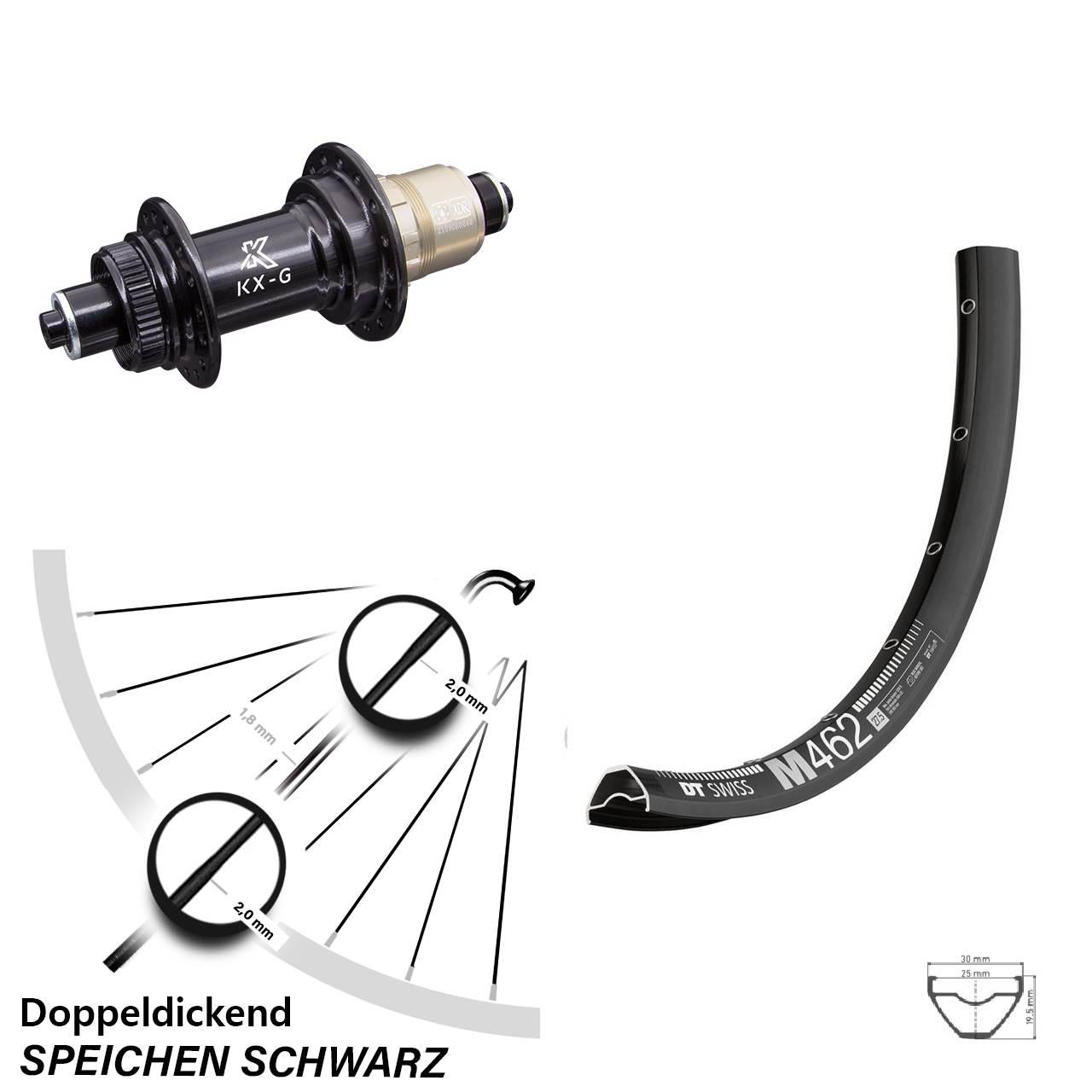 650B DT Swiss M 462 KX-G XD-R Centerlock Hinterrad für Schnellspanner