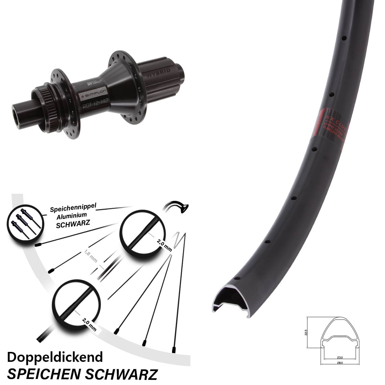 27,5 Zoll KX Clue DT Swiss 370 Hybrid Disc Hinterrad 12x142 8-11 fach