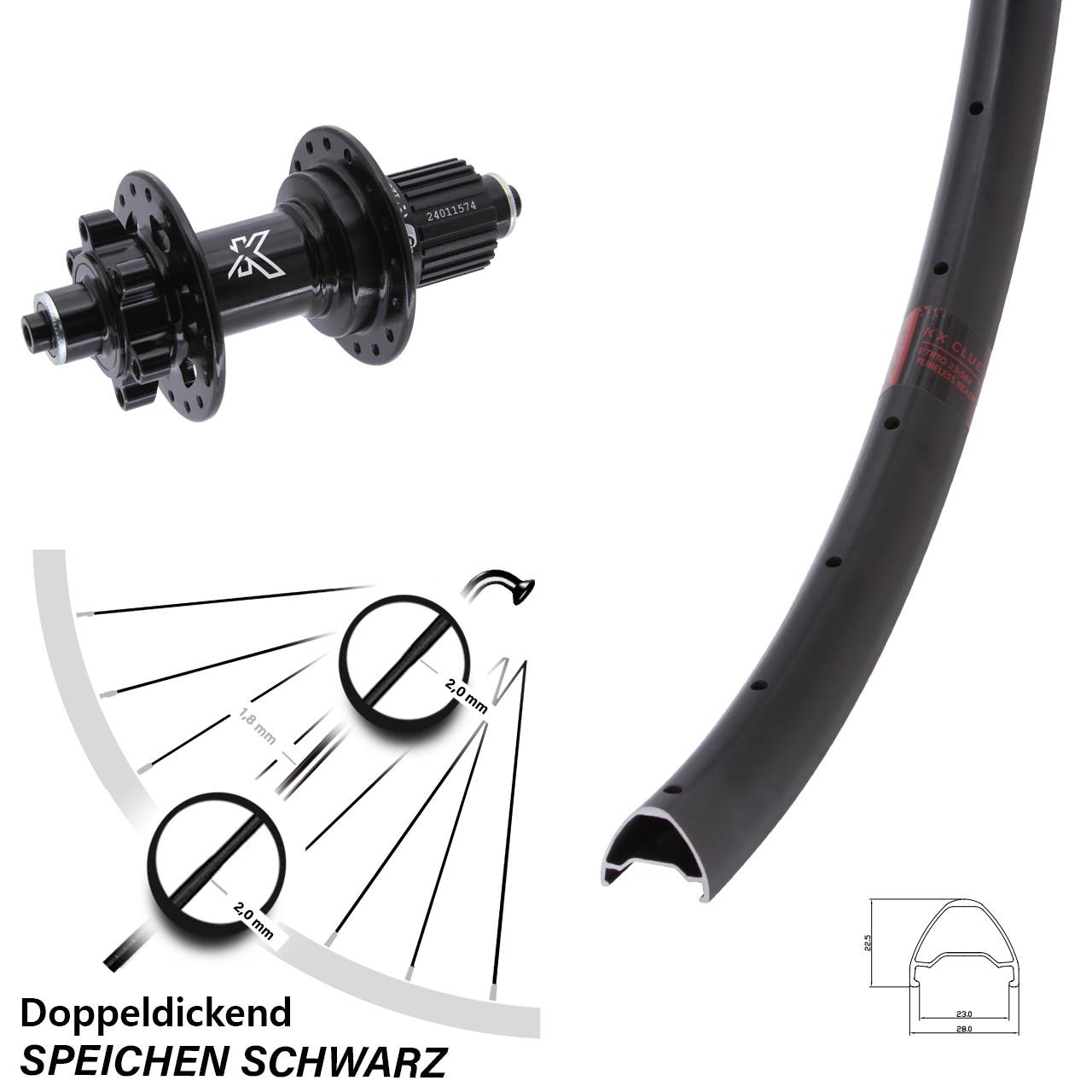 KX-M Clue 27,5 Zoll 6-Loch Hinterrad für Schnellspanner Shimano Micro Spline