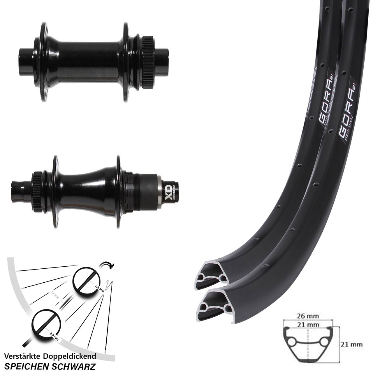 Gora 21 Formula CL-142S CL-712 27,5 Zoll Disc Laufradsatz 12x100/142 XD