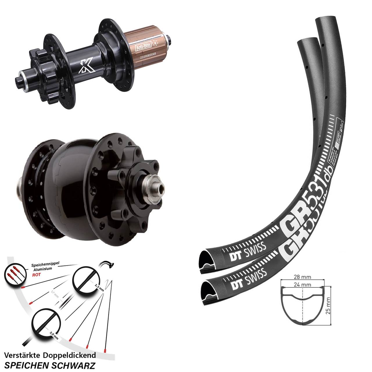 DT Swiss GR531 KX-M SON 28 28-29 Zoll Disc Laufrad-Satz für Schnellspanner 8-12 fach HG