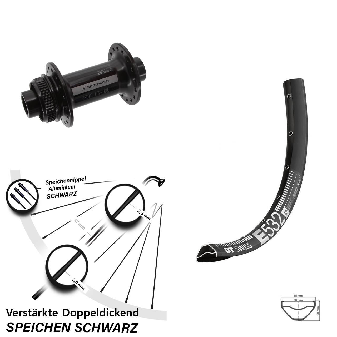 Centerlock Vorderrad 27,5 Zoll DT Swiss E 532-370 15x100