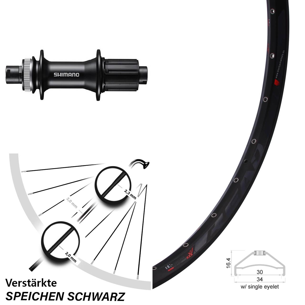 Centerlock Hinterrad 12x142 650B Rodi Ready 30 Shimano FH-MT400 8-11 fach HG