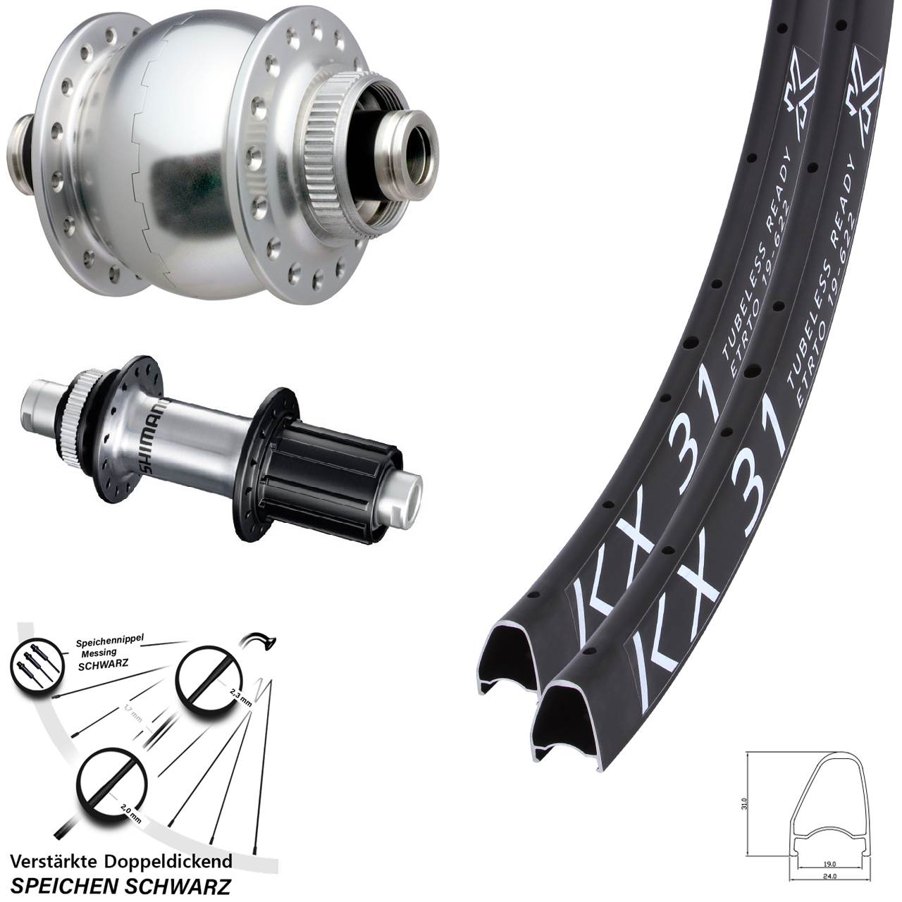 28 Zoll KX 31 SONdelux Shimano FH-RS770 Laufradsatz Centerlock 12x100/142 8-12 fach HG