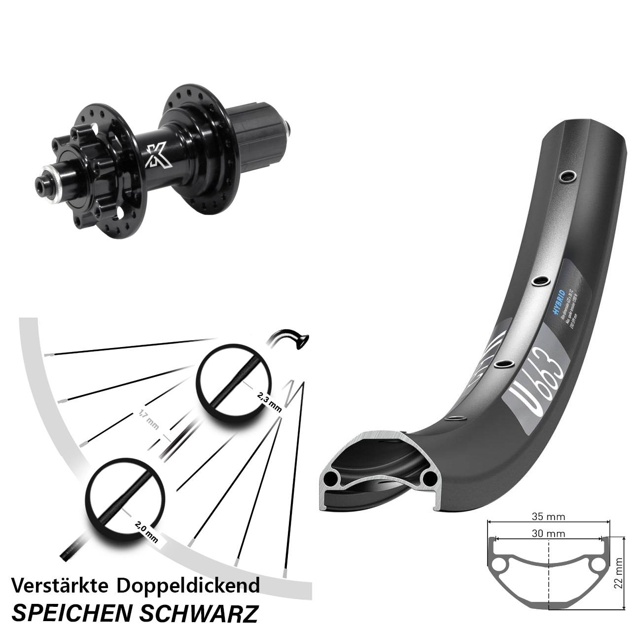 Disc Hinterrad 29 Zoll DT Swiss U663 KX-M Heavy Duty 8-12 fach HG für Schnellspanner