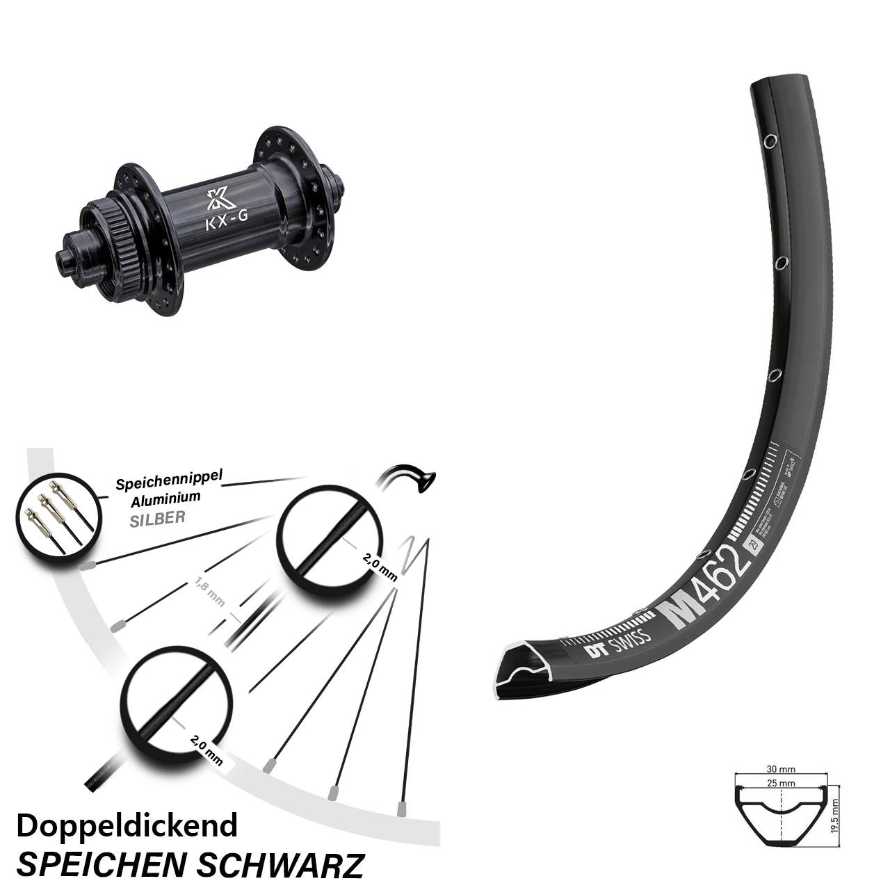 Vorderrad Centerlock 27,5 Zoll DT Swiss M462 KX-G QR