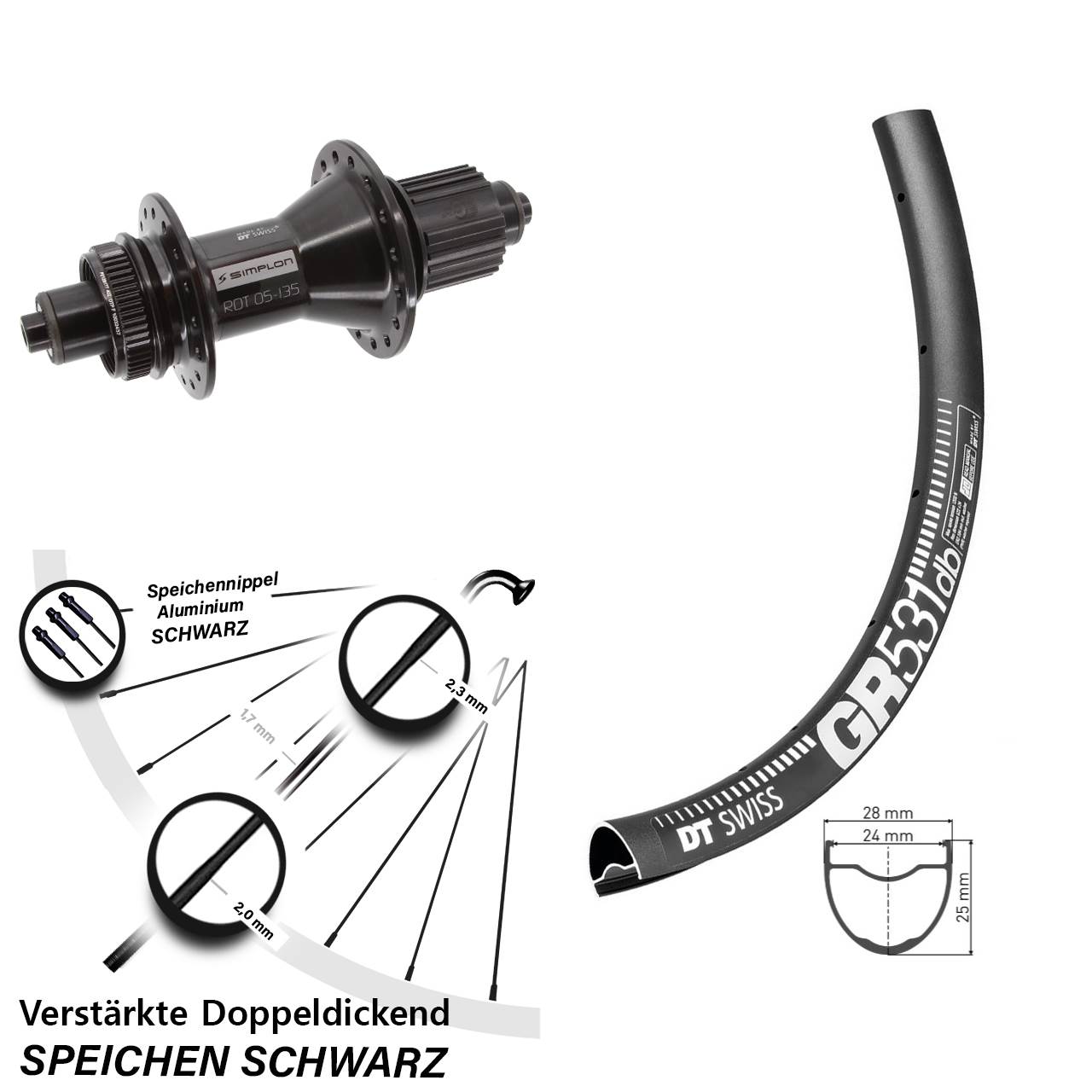 Disc Laufrad 27,5 Zoll DT Swiss GR 531-370 Hybrid Micro Spline QR