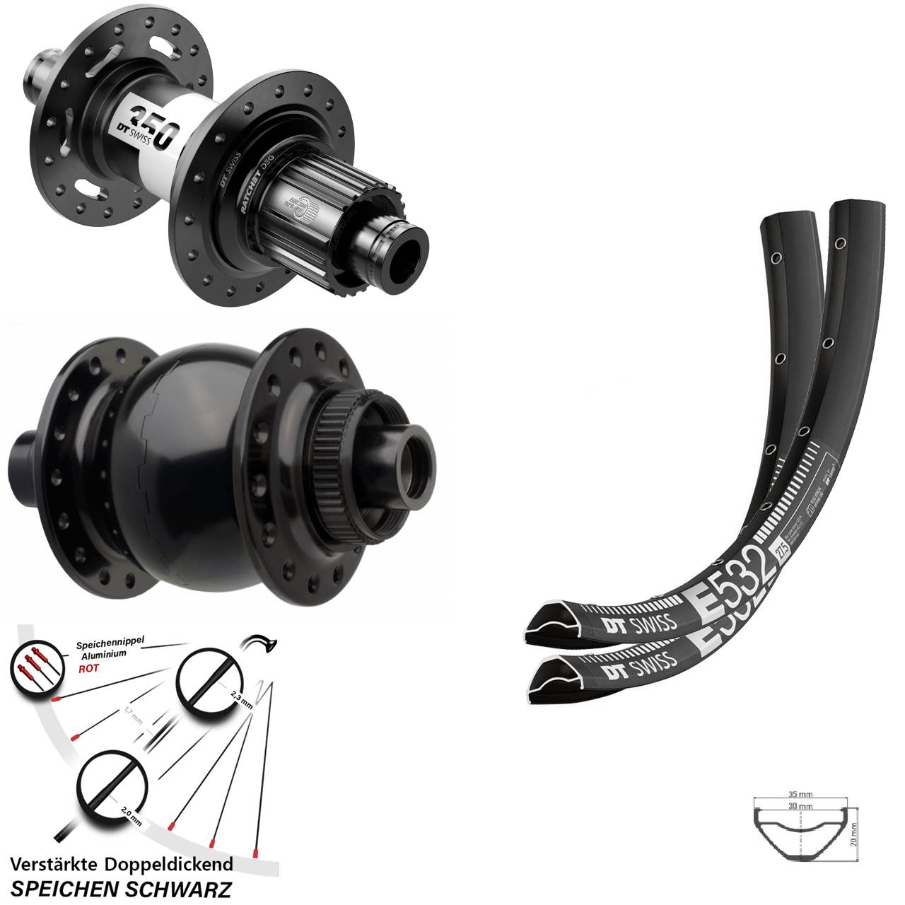 Centerlock Laufradsatz 15x110 12x148 27,5 Zoll DT Swiss E532 350 DEG 72 SON 28 Micro Spline