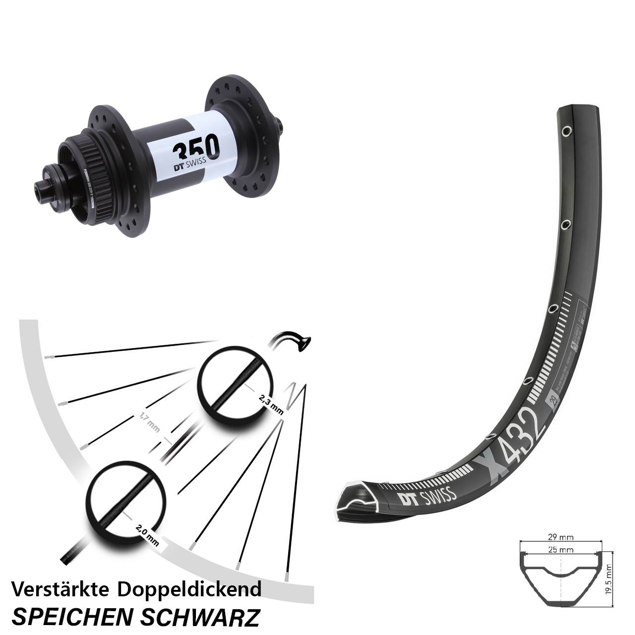 Centerlock Vorderrad QR 29 Zoll DT Swiss X432-350