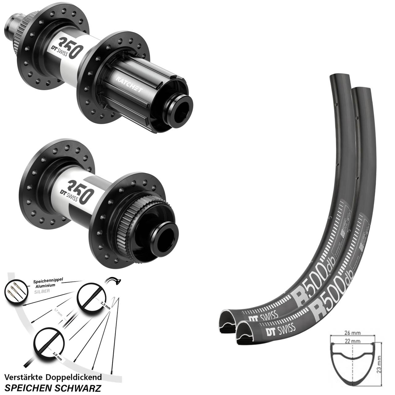 DT Swiss R 500-350 Road 29 Zoll Centerlock Laufradsatz 12x100/142 11-12 fach