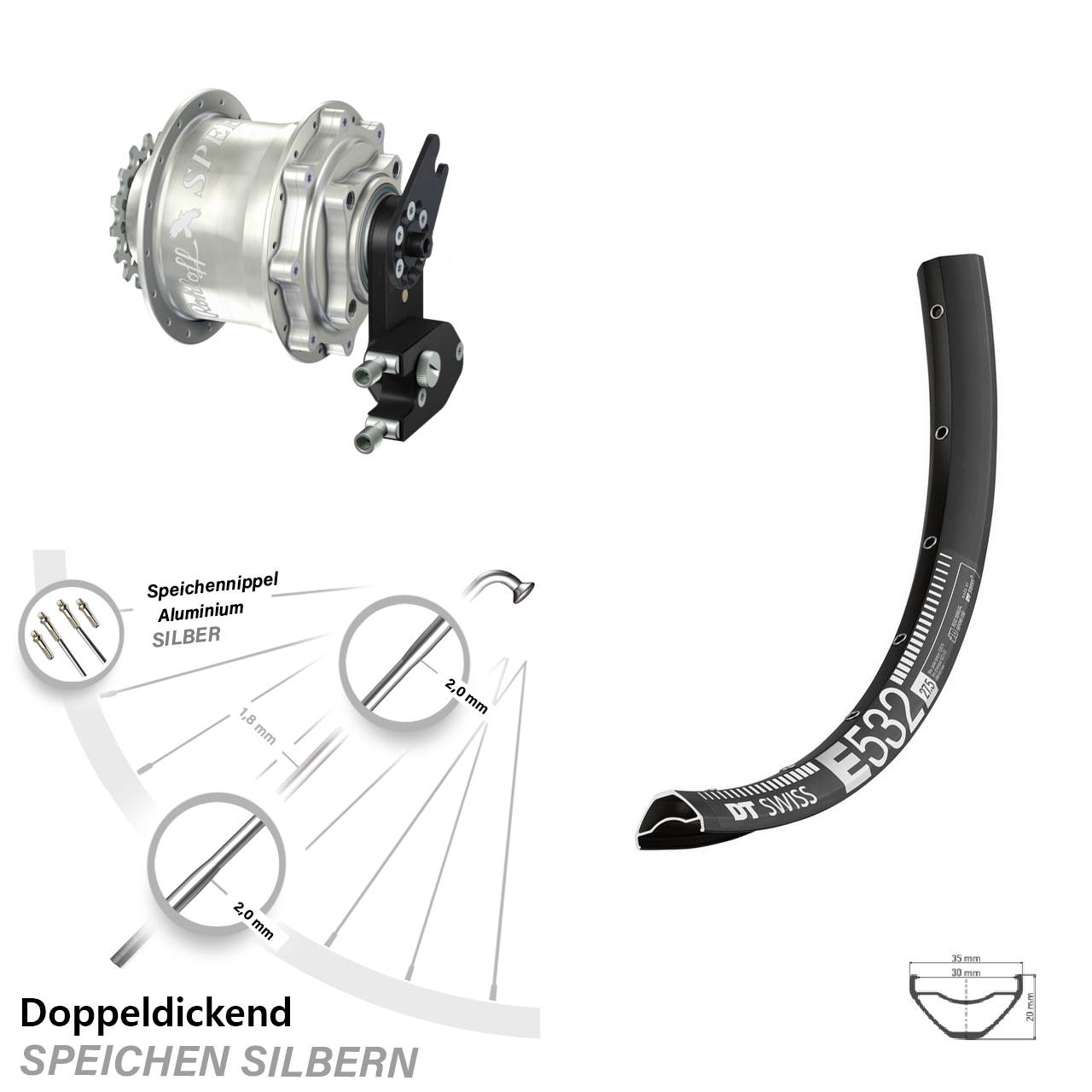 Disc Hinterrrad 29 Zoll DT Swiss E532 Rohloff CC DB OEM2 Tandem