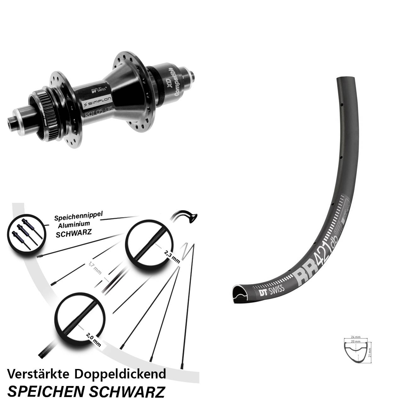 DT Swiss RR 421-370 28 Zoll Disc Hinterrad für Schnellspanner XD 11-12 fach