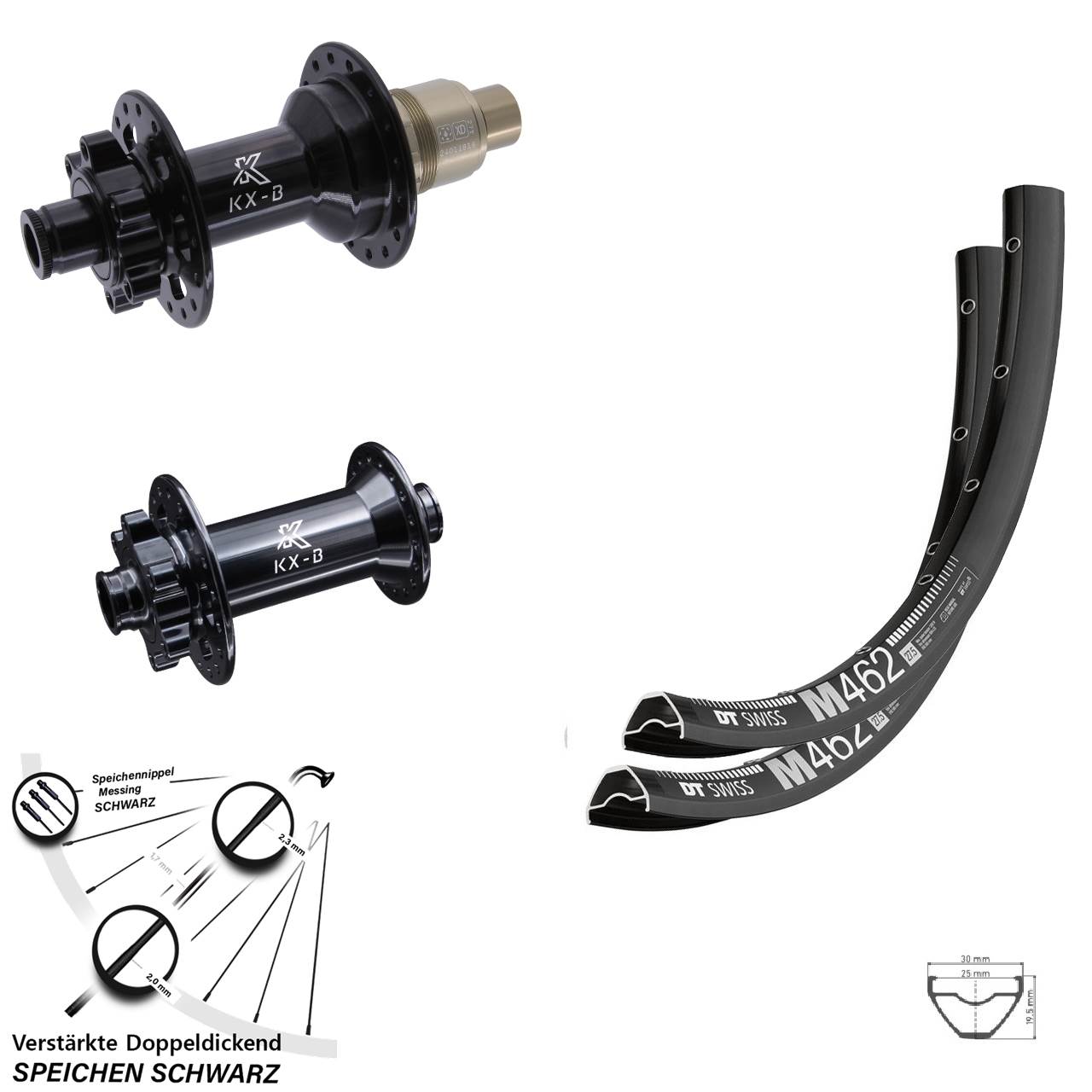 DT Swiss M 462 KX-B 27,5 Zoll Disc Laufrad-Satz 15x110 12x148 SRAM XD