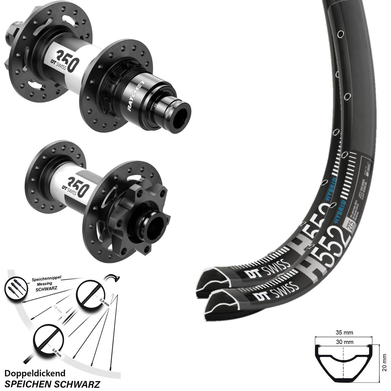 Laufradsatz 6-Loch Boost 29 Zoll DT Swiss H552-350 SRAM XD