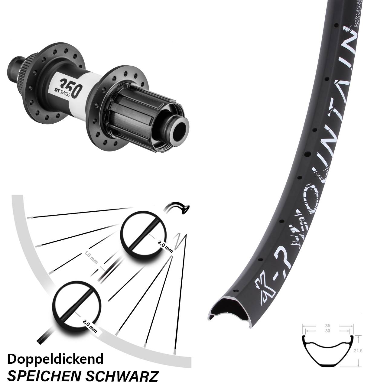 27,5 Zoll Hinterrad KX-R Mountain DT Swiss 350 Centerlock 8-11 fach 12x148