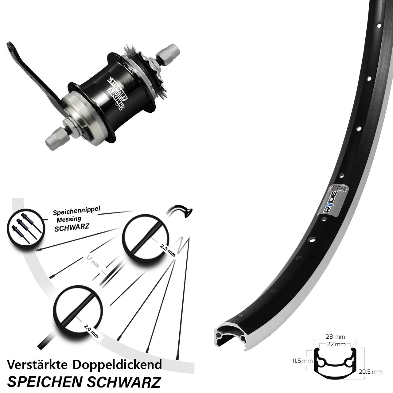 Ryde Andra 35 Hinterrad 27,5 Zoll Sturmey Archer S1C Rücktritt