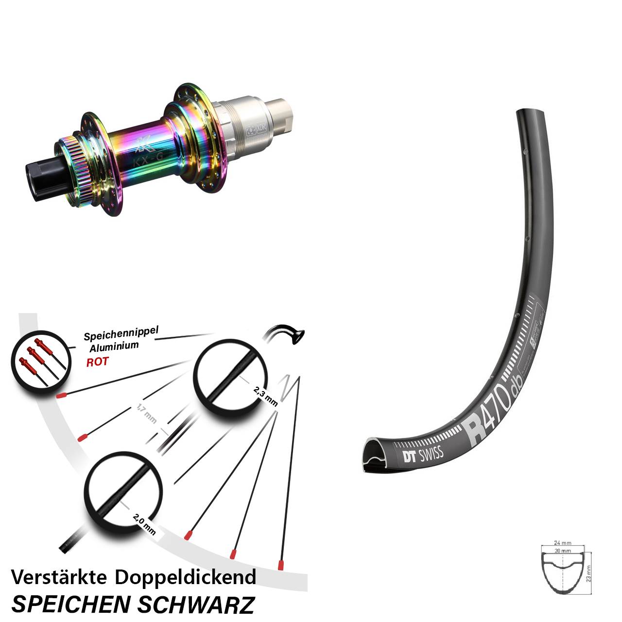 Disc Laufrad 12x142 28 Zoll DT Swiss R470 KX-G Oilslick SRAM XDR