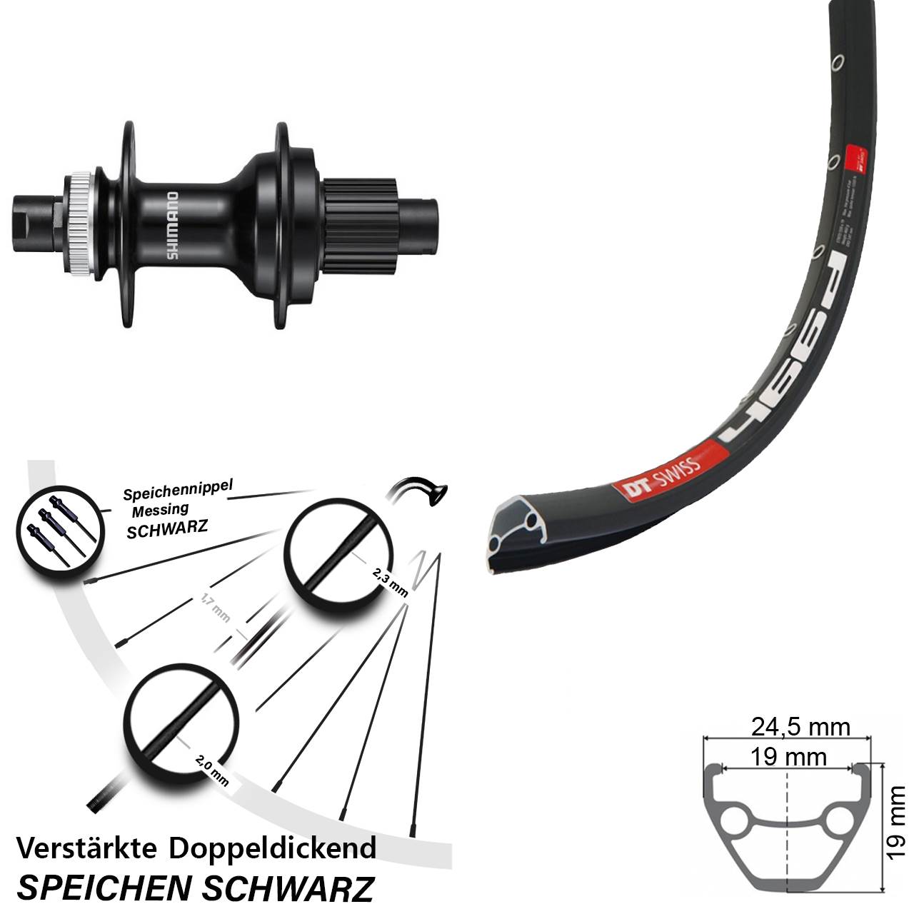 Disc Laufrad 12x142 28-29 Zoll DT Swiss 466d Shimano FH-MT510 Shimano Micro Spline