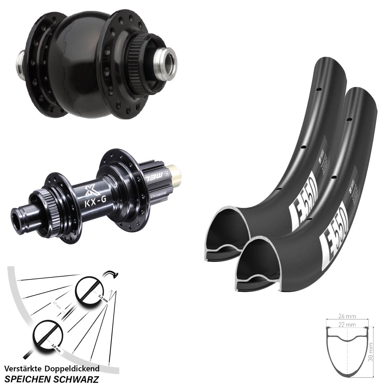 Centerlock Laufradsatz 28 Zoll DT Swiss E550 KX-G SON delux Campagnolo N3W 12x100/142