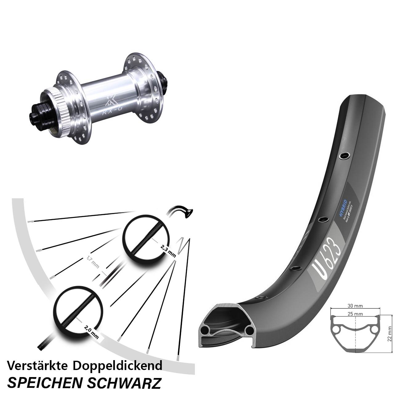 DT Swiss U 623 Disc Vorderrad 29 Zoll mit KX-G Schnellspanner silbern