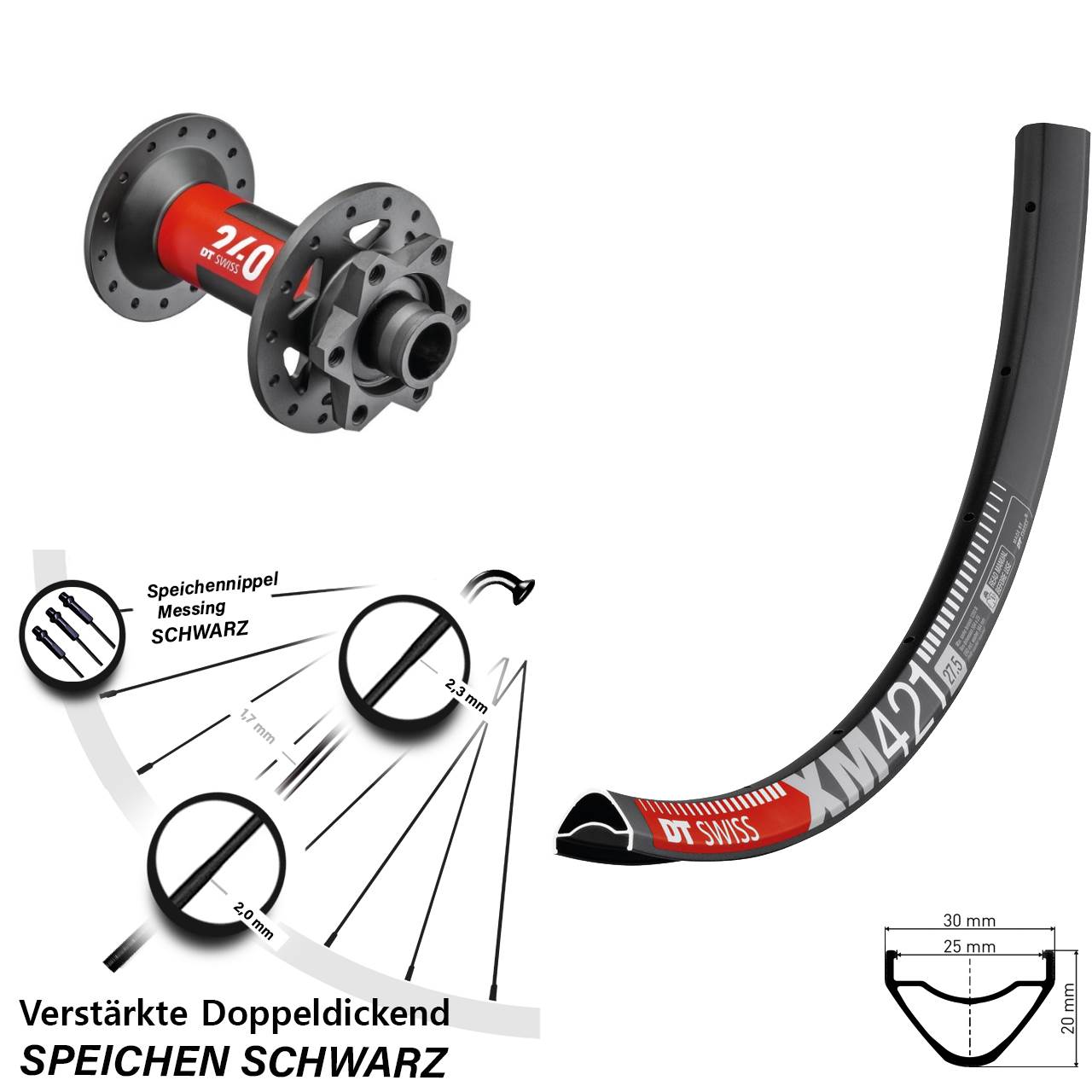 DT Swiss XM 421 DT Swiss 240 27,5 Zoll Vorderrad 6-Loch 15x110 Boost