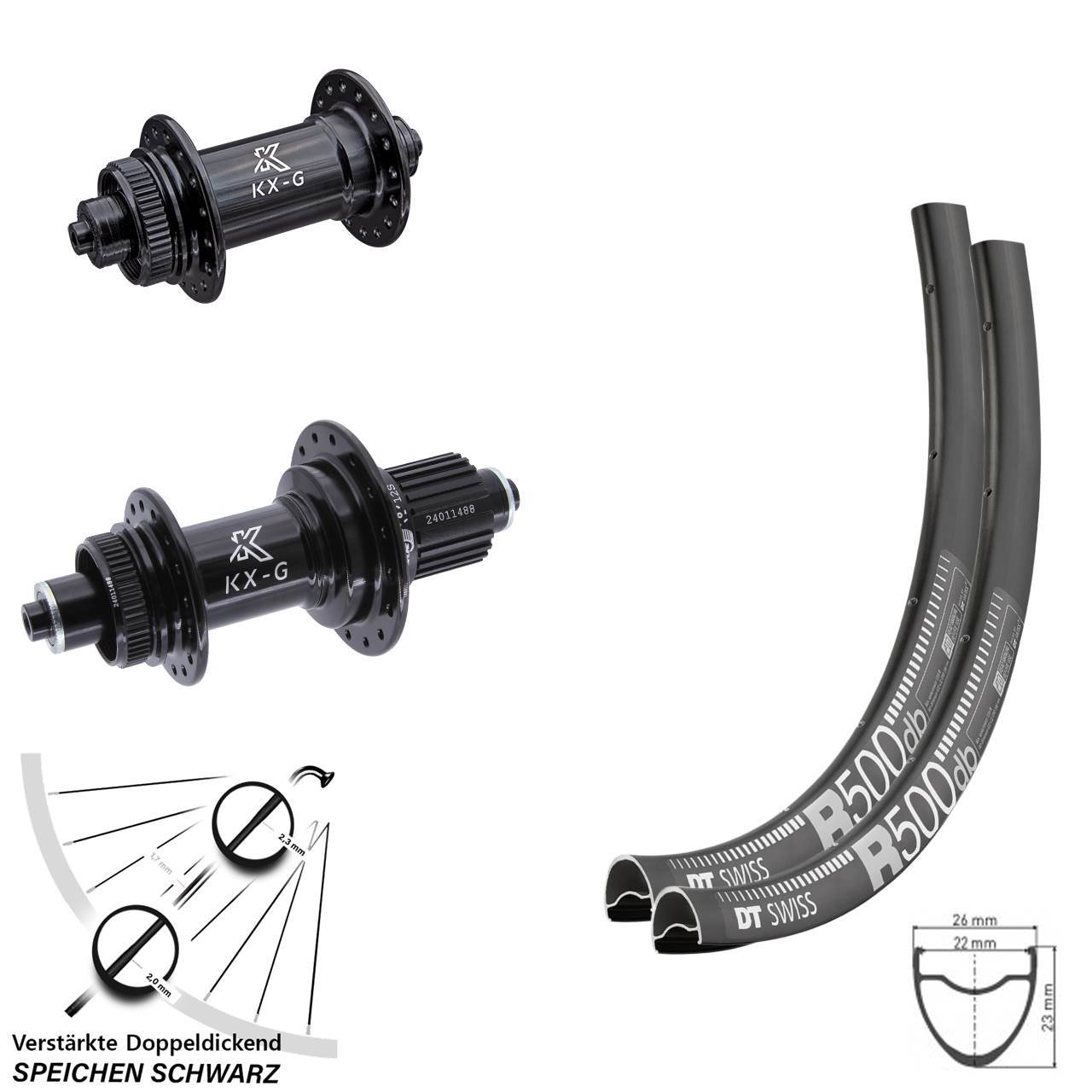 DT Swiss R500 KX-G 28 Zoll Centerlock Laufradsatz QR Micro Spline