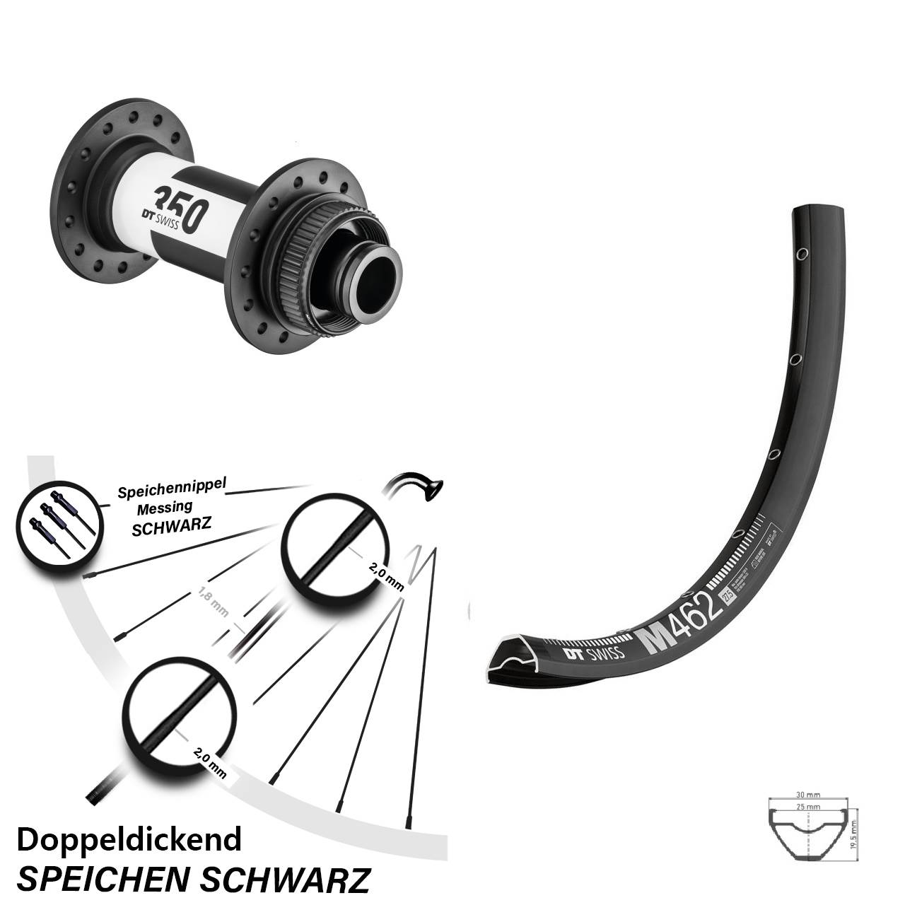 27,5 Zoll MTB Vorderrad All Mountain M 462 DT Swiss 350 Centerlock Boost