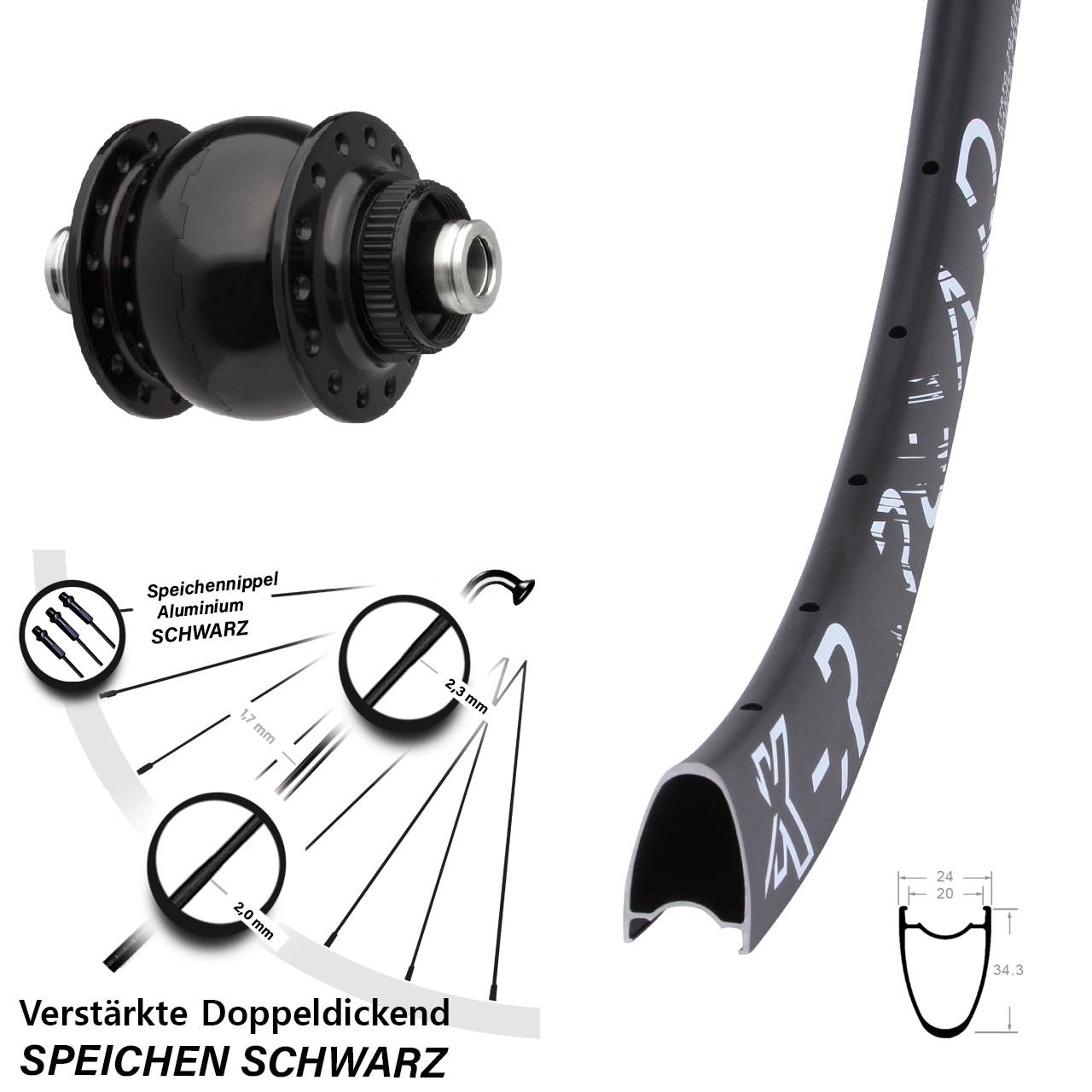 28 Zoll KX-R Road SON delux Disc Nabendynamovorderrad 12x100