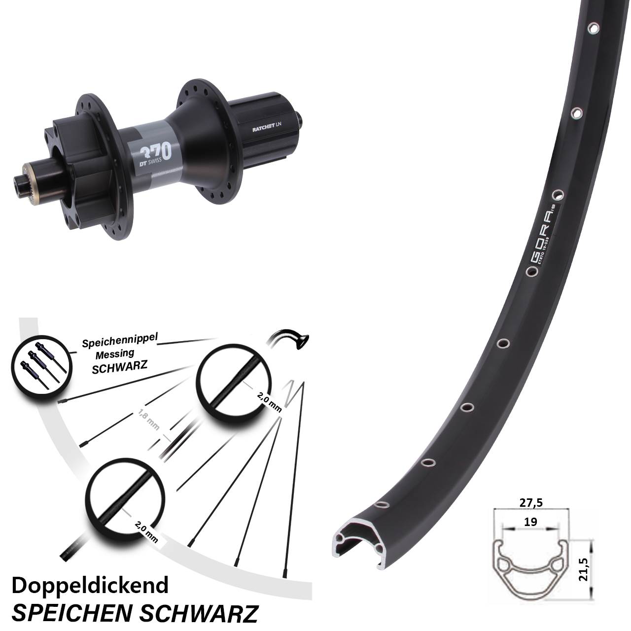 Gora 19 DT Swiss 370 650B Disc Laufrad QR 8-11 fach HG