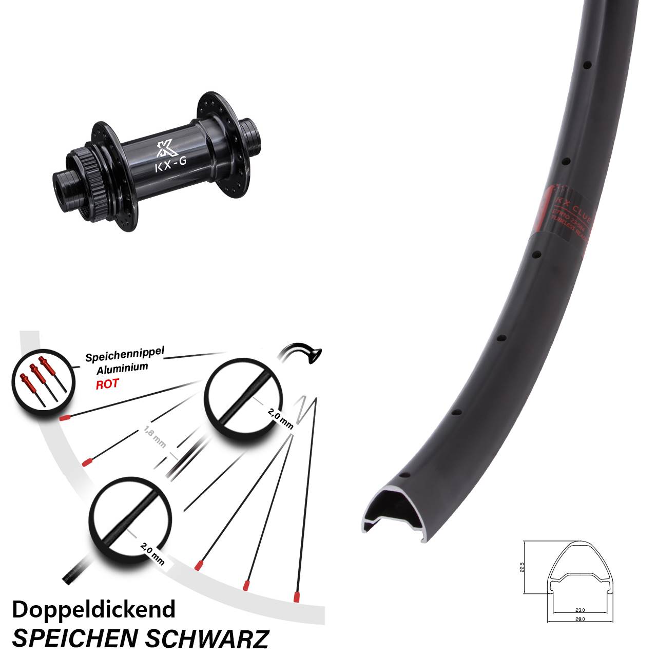 KX Clue 28-29 Zoll Vorderrad Centerlock 15x100
