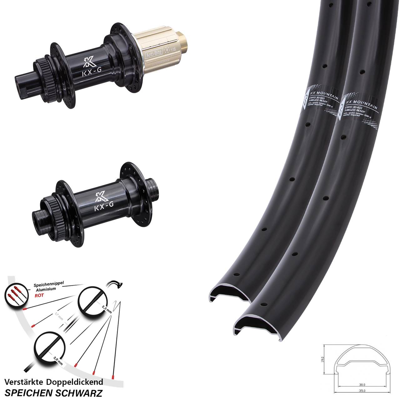 KX-G Mountain Gravel 29 Zoll Centerlock Laufradsatz 12x100/142 8-12 fach