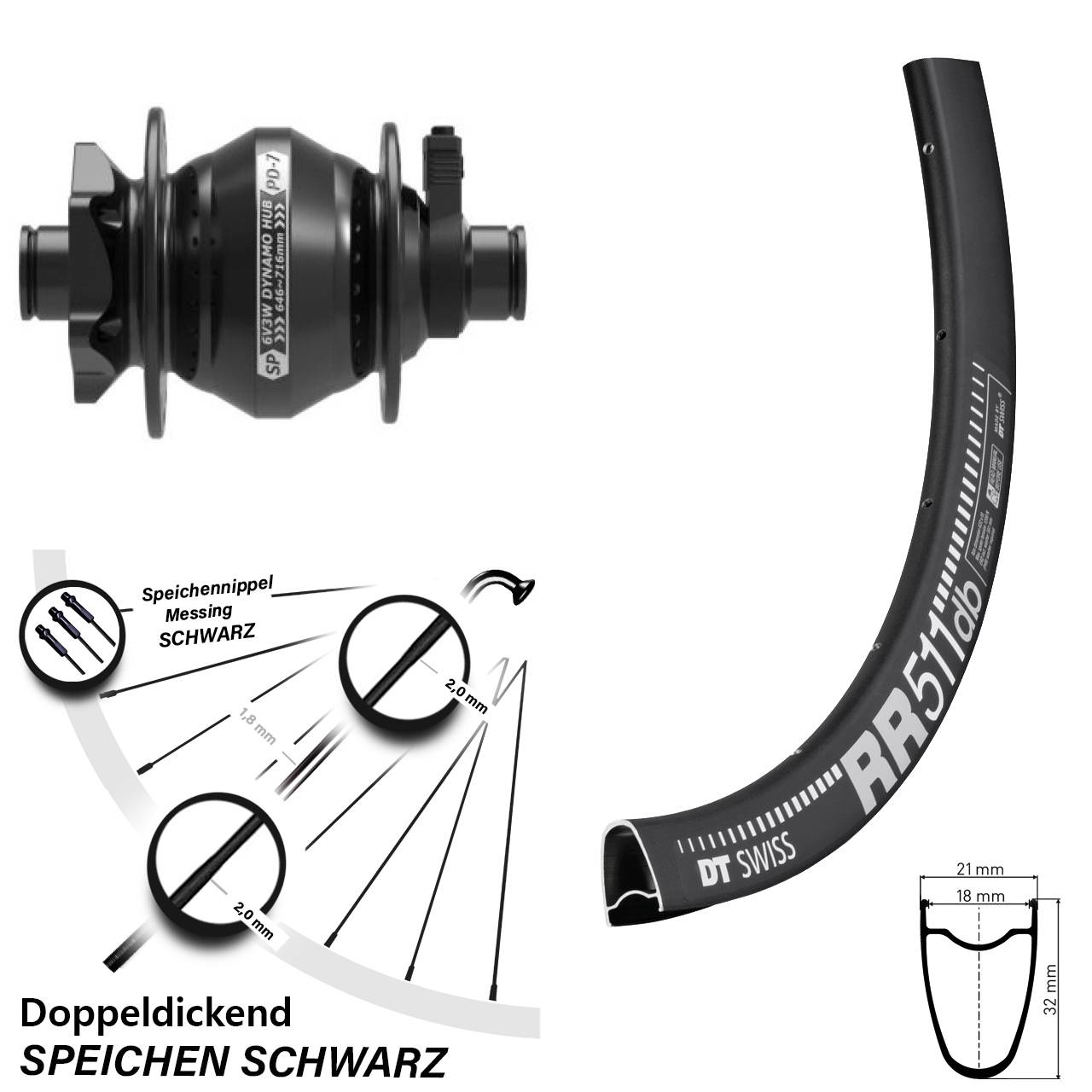 Disc Vorderrad 28 Zoll DT Swiss RR511 Shutter Precision PD-7 12x100